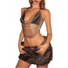 image:imageMakeMeChic Womens Open Back Chain Halter Top Sleeveless Party Night Out Club Crop TopsGold