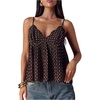 image:imageMakeMeChic Womens Polka Dots Babydoll Peplum Tops Flowy Lace Trim Pleated Y2K Cute Cami Going Out TopBrown