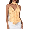 image:imageMakeMeChic Womens Polka Dots Halter Top Ruffle Backless Going Out Top with ScarfYellow
