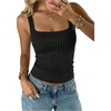 image:imageMakeMeChic Womens Polka Dots Square Neck Crop Tank Top Y2k Sleeveless Fitted Summer Going Out TopsBlack