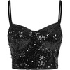image:imageMakeMeChic Womens Sequin Crop Tops Sparkly Spaghetti Strap Sleeveless Y2k Party CamisoleBlack