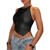 image:imageMakeMeChic Womens Sequin Halter Top Tie Open Back Glitter Crop Sleeveless Y2K Party OutfitsBlack