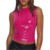 image:imageMakeMeChic Womens Sparkly Sequin Tops Y2k Going Out Rave Top Sleeveless Crop Tank TopsHot Pink