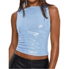 image:imageMakeMeChic Womens Sparkly Sequin Tops Y2k Going Out Rave Top Sleeveless Crop Tank TopsLight Blue