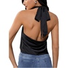 image:imageMakeMeChic Womens Summer Satin Silk Backless Halter Tank Tops High Neck Sleeveless Classy Cute Going Out TopBlack