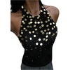 image:imageMakeMeChic Womens Y2K Sequin Halter Tank Top Going Out Sparkly Knit Cami Shirts Summer Sexy Sleeveless TopsBlack