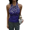 image:imageMakeMeChic Womens Y2K Sequin Halter Tank Top Going Out Sparkly Knit Cami Shirts Summer Sexy Sleeveless TopsDark Blue