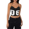 image:imageMakeMeChic Womens Y2k Tops Wolrd Cup Backless Jersey Shirts Summer Halter Draped Tank Crop TopsBlack