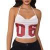 image:imageMakeMeChic Womens Y2k Tops Wolrd Cup Backless Jersey Shirts Summer Halter Draped Tank Crop TopsWhite