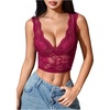image:imageWomens Floral Lace V Neck Tank Sleeveless Scallop Date Night Crop TopsBurgundy