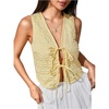 image:imageWomens Floral Tie Front Vest Outerwear Sleeveless V Neck VestsYellow