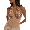 image:imageWomens Sequin Sparkly Halter Tops Lace Up Backless Going Out Tank TopPink