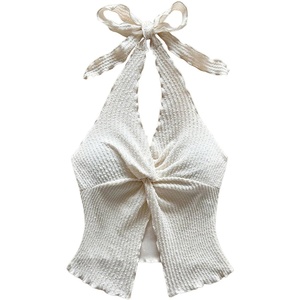 image:imageMakeMeChic Womens Backless Halter Tank Top Twist Sexy Cute Summer Going Out TopsBeige