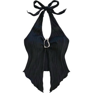 image:imageMakeMeChic Womens Backless Halter Tank Top Twist Sexy Cute Summer Going Out TopsBuckle Black