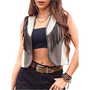 image:imageMakeMeChic Womens Fringe Tops Rivet Suede Sleeveless Concert Western Vest Cowboy JacketMocha Brown