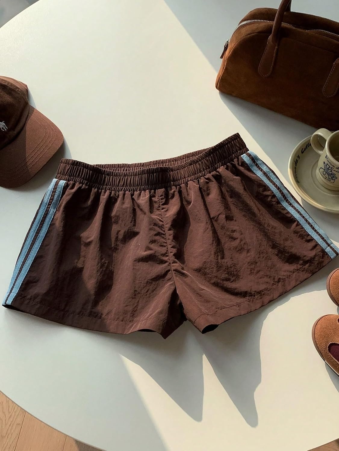 image:imageMakeMeChic Womens Striped Summer Shorts Workout Running Shorts Mini Micro Sweat Track Shorts Gym Athletic WearMulticolor
