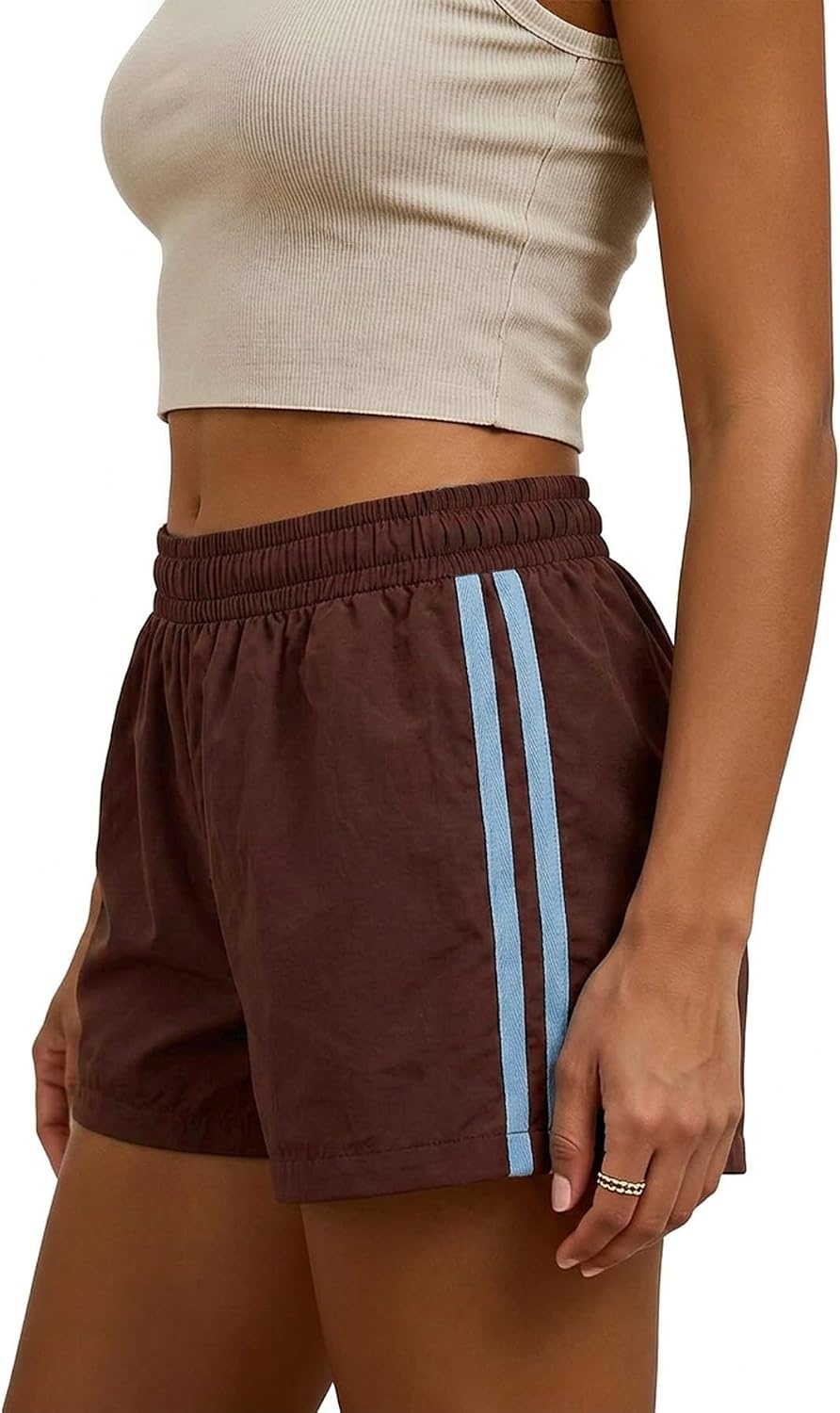 image:imageMakeMeChic Womens Striped Summer Shorts Workout Running Shorts Mini Micro Sweat Track Shorts Gym Athletic WearMulticolor