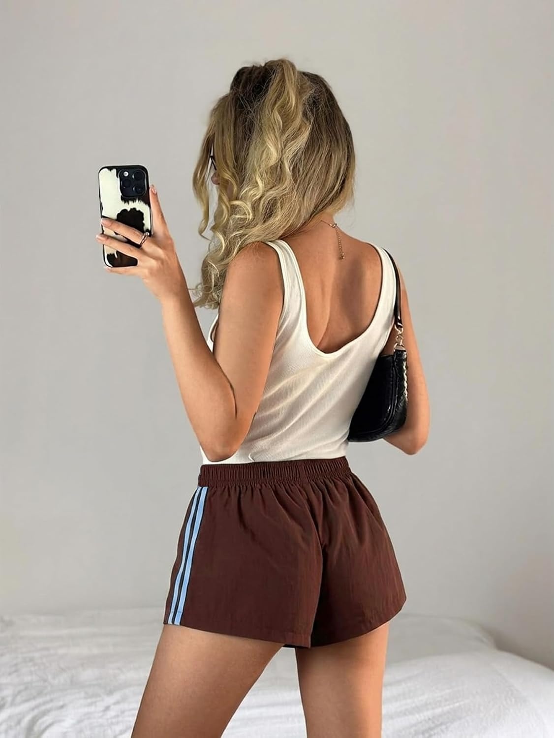image:imageMakeMeChic Womens Striped Summer Shorts Workout Running Shorts Mini Micro Sweat Track Shorts Gym Athletic WearMulticolor