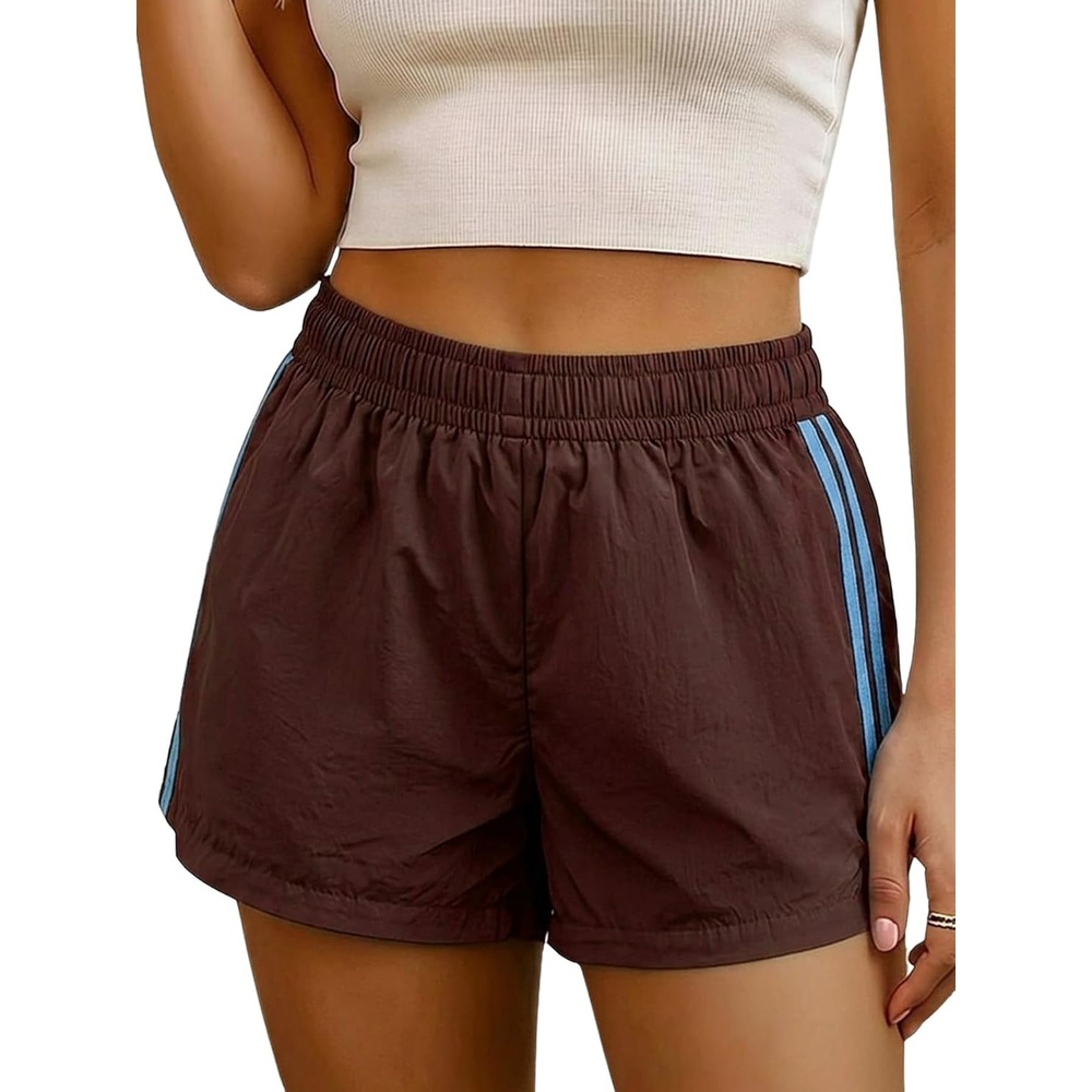 image:imageMakeMeChic Womens Striped Summer Shorts Workout Running Shorts Mini Micro Sweat Track Shorts Gym Athletic WearMulticolor