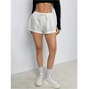 image:imageMAKEMECHIC Womens Summer Drawstring Shorts Elastic Waist Button Beach Mini ShortsWhite