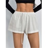 image:imageMAKEMECHIC Womens Summer Drawstring Shorts Elastic Waist Button Beach Mini ShortsWhite