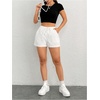 image:imageMAKEMECHIC Womens Summer Linen Shorts Beach Vacation Casual Lounge Shorts with PocketWhite