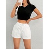 image:imageMAKEMECHIC Womens Summer Linen Shorts Beach Vacation Casual Lounge Shorts with PocketWhite