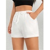 image:imageMAKEMECHIC Womens Summer Linen Shorts Beach Vacation Casual Lounge Shorts with PocketWhite