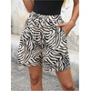 image:imageMAKEMECHIC Womens Summer Zebra Striped Shorts Drawstring High Waist Wide Leg ShortsMulticolor