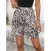image:imageMAKEMECHIC Womens Summer Zebra Striped Shorts Drawstring High Waist Wide Leg ShortsMulticolor