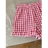 image:imageMakeMeChic Girls Plaid Gingham Shorts Elastic Waist Ruffle Hem Summer ShortsRed