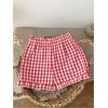 image:imageMakeMeChic Girls Plaid Gingham Shorts Elastic Waist Ruffle Hem Summer ShortsRed