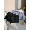 image:imageMakeMeChic Womens 2 Pack Linen Shorts Striped Gingham Summer Beach Pajama Boxer ShortsBlack