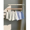 image:imageMakeMeChic Womens 2 Pack Linen Shorts Striped Gingham Summer Beach Pajama Boxer ShortsBlue White