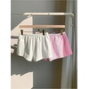image:imageMakeMeChic Womens 2 Pack Linen Shorts Striped Gingham Summer Beach Pajama Boxer ShortsPink White