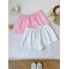 image:imageMakeMeChic Womens 2 Pack Linen Shorts Striped Gingham Summer Beach Pajama Boxer ShortsPink White