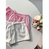 image:imageMakeMeChic Womens 2 Pack Linen Shorts Striped Gingham Summer Beach Pajama Boxer ShortsPink White
