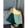 image:imageMakeMeChic Womens 2 Pack Striped Running Shorts Summer Track Workout Athletic ShortsPale Yellow