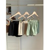 image:imageMakeMeChic Womens 3 Pack Linen Shorts Plaid Gingham Striped Summer Beach ShortsBlack Beige Green