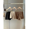 image:imageMakeMeChic Womens 3 Pack Linen Shorts Plaid Gingham Striped Summer Beach ShortsBlack Brown Apricot