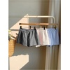 image:imageMakeMeChic Womens 3 Pack Linen Shorts Plaid Gingham Striped Summer Beach ShortsBlue Black White
