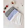 image:imageMakeMeChic Womens 3 Pack Linen Shorts Plaid Gingham Striped Summer Beach ShortsBlue Black White