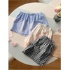 image:imageMakeMeChic Womens 3 Pack Linen Shorts Plaid Gingham Striped Summer Beach ShortsBlue Black White