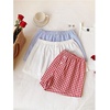 image:imageMakeMeChic Womens 3 Pack Linen Shorts Plaid Gingham Striped Summer Beach ShortsPlaidmulticolor