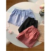 image:imageMakeMeChic Womens 3 Pack Linen Shorts Plaid Gingham Striped Summer Beach ShortsRed Black Blue