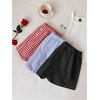 image:imageMakeMeChic Womens 3 Pack Linen Shorts Plaid Gingham Striped Summer Beach ShortsRed Black Blue