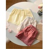 image:imageMakeMeChic Womens 3 Pack Linen Shorts Plaid Gingham Striped Summer Beach ShortsYellow White Red