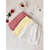 image:imageMakeMeChic Womens 3 Pack Linen Shorts Plaid Gingham Striped Summer Beach ShortsYellow White Red