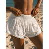 image:imageMakeMeChic Womens Beach Cover Up Shorts Summer Vacation Eyelet Scalloped Boho Mini ShortsWhite