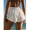 image:imageMakeMeChic Womens Beach Cover Up Shorts Summer Vacation Eyelet Scalloped Boho Mini ShortsWhite